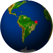 Location of Fortaleza site on a globe.