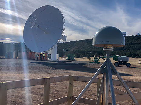 DORIS antenna in the foreground with VLBI antenna in the background