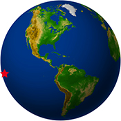 Location of the Tahiti site on a globe