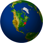 Location of Westford site on a globe
