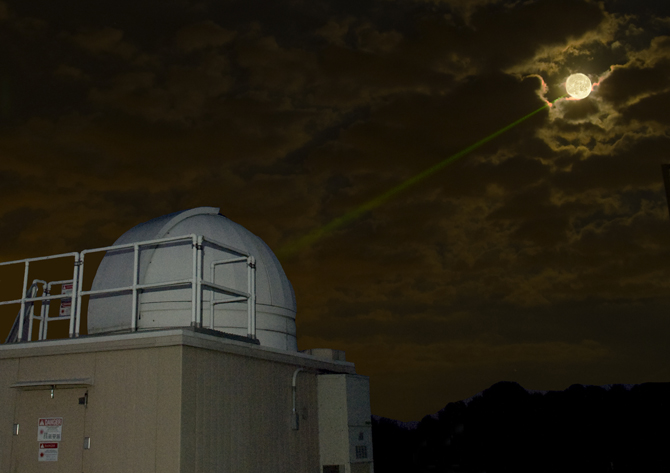 laser ranging instrument pointing laser at full moon