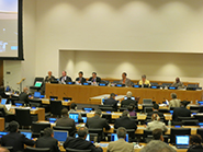 Gary Johnston, co-chair of the GGRF Working Group, presents the GGRF Terms of Reference, draft UN General Assembly Resolution, and concept note to  the delegates of the UN Committee of Experts on Global Geospatial Information Management, 6 August 2014.