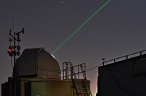Night-time ranging at NASA's NGSLR system at GGAO/GSFC, Greenbelt, MD (Credit: Felipe Hall/HTSI)