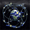 Earth with satellites orbiting around it.