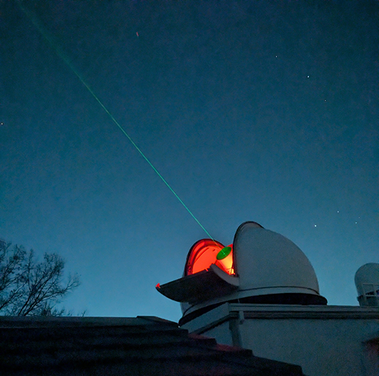 SGSLR laser firing at night at GGAO, MD, USA